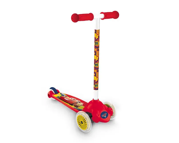 Trotineta cu 3 roti pentru baieti peste 3 ani Mondo Twist&Roll Cars 3 rosu