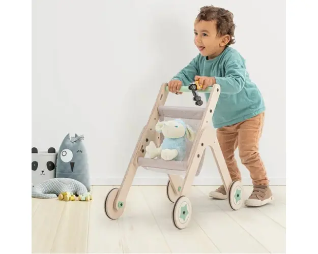 Antepremergator din lemn 2 in 1 MamaToyz carucior pentru papusi