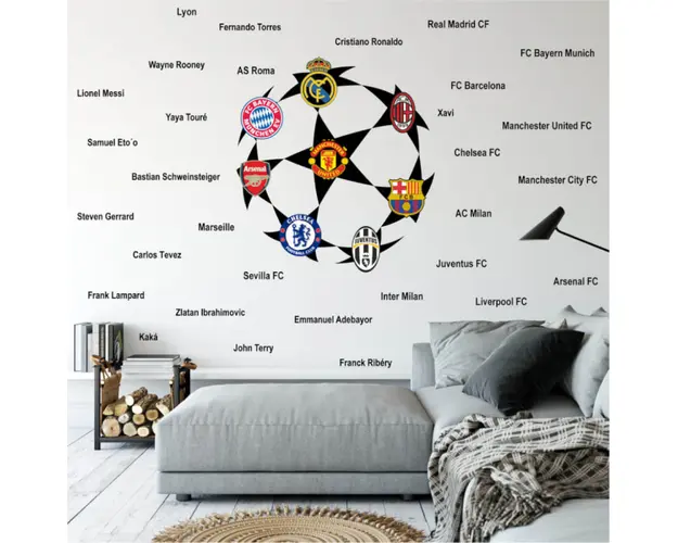 Autocolant de perete - Lumea fotbalului, Cerc, 90 x 90 cm