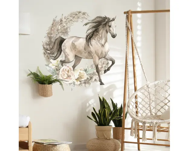 Autocolant pentru perete - Cal maro in stil boho