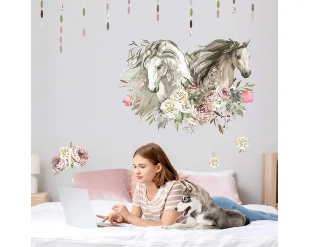 Autocolant romantic cu cai - autocolante pentru adolescenti, 67 x 95 cm