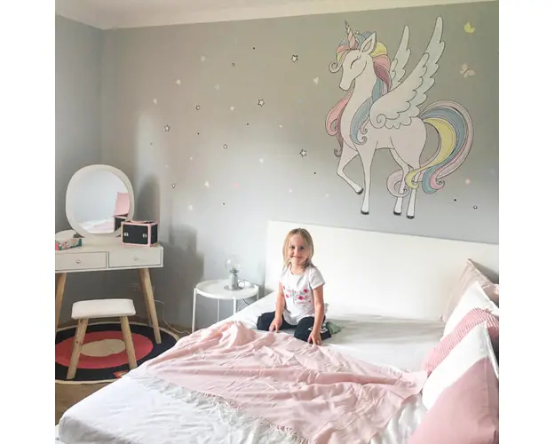 Autocolant unicorn - autocolant textil colorat curcubeu, Diverse marimi