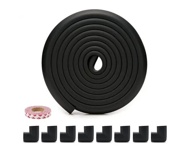 Banda protectie subtire extra lunga 5 m cu 8 coltare incluse, 2.3x0.9x500 cm, Negru
