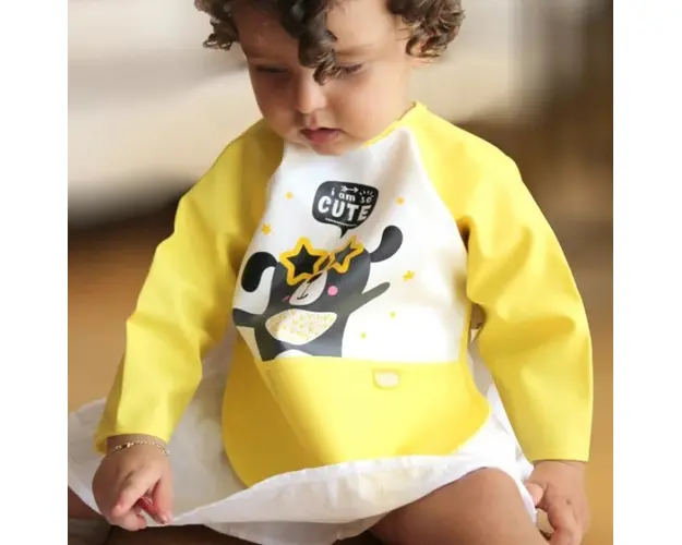 Baveta cu maneci si buzunar BabyJem Polly Bib, Galben