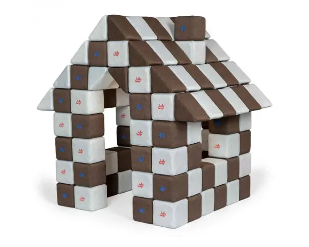 Blocuri JOY Magnetice de construit, JollyHeap, 150 cuburi, Alb Fildes-Maro