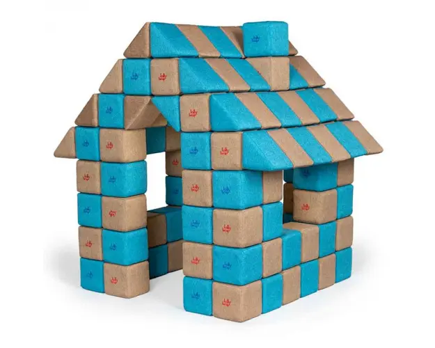 Blocuri JOY Magnetice de construit, JollyHeap, 150 cuburi, Bej-Bleu