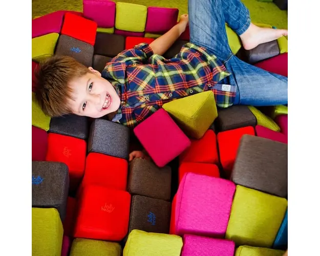 Blocuri JOY Magnetice de construit, JollyHeap, 150 cuburi, Verde-Roz