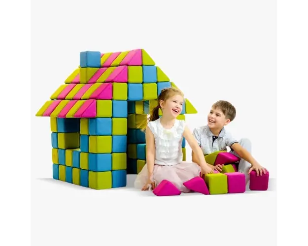 Blocuri JOY Magnetice de construit, JollyHeap, 150 cuburi, Diverse culori