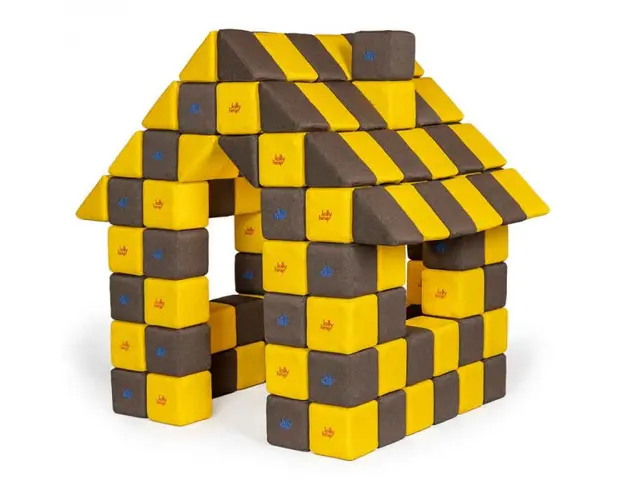 Blocuri JOY Magnetice de construit, JollyHeap, 150 cuburi, Galben-Maro