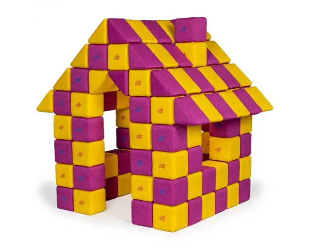Blocuri JOY Magnetice de construit, JollyHeap, 150 cuburi, Galben-Roz