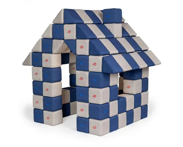 Blocuri JOY Magnetice de construit, JollyHeap, 150 cuburi, Gri-Albastru