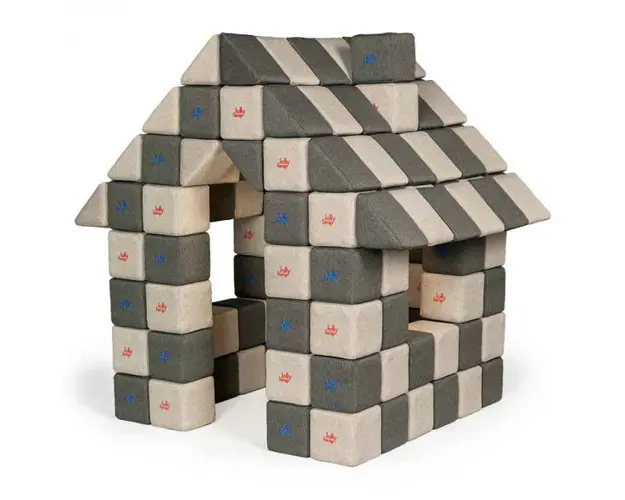 Blocuri JOY Magnetice de construit, JollyHeap, 150 cuburi, Gri-Gri Inchis