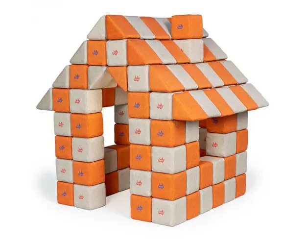 Blocuri JOY Magnetice de construit, JollyHeap, 150 cuburi, Gri-Portocaliu