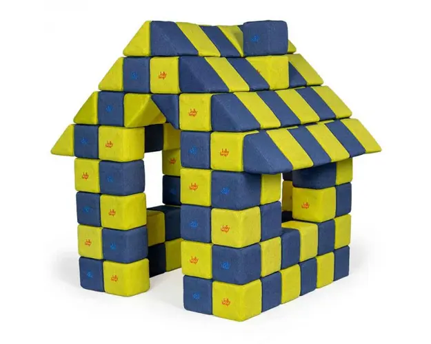 Blocuri JOY Magnetice de construit, JollyHeap, 150 cuburi, Verde-Albastru