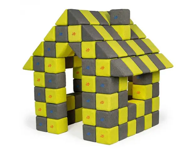 Blocuri JOY Magnetice de construit, JollyHeap, 150 cuburi, Verde-Gri Inchis