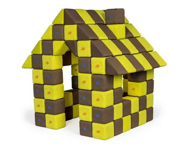 Blocuri JOY Magnetice de construit, JollyHeap, 150 cuburi, Verde-Maro