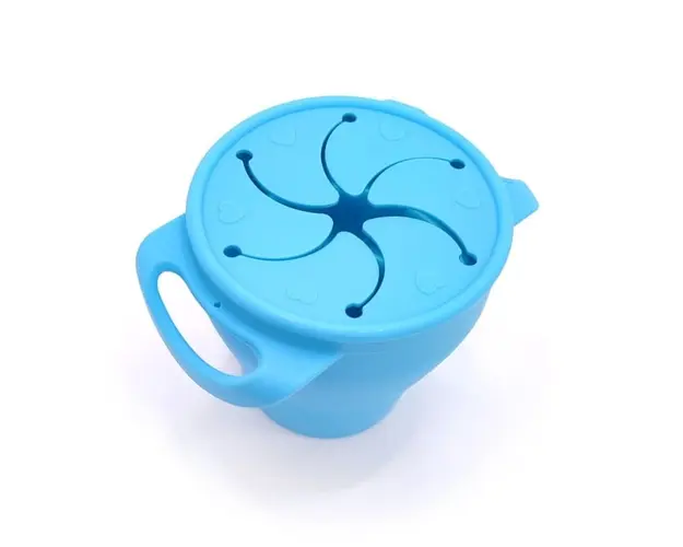 Cana din silicon 2 in 1, pentru gustari si apa, cu capac anti-varsare, Empria, Blue