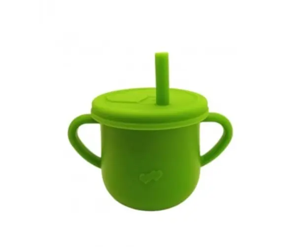 Cana din silicon cu capac si pai, pentru bebelusi, Empria, Diverse culori