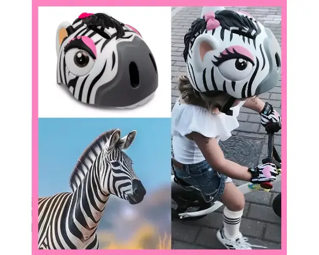 Casca bicicleta copii, model 3D, dimensiune reglabila 49-55 cm, 2-7 ani, Zebra Negru-Alb