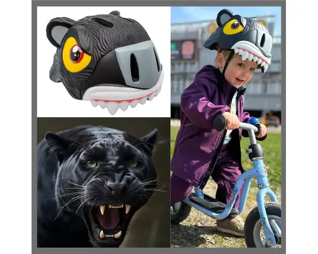 Casca bicicleta copii, model 3D, dimensiune reglabila 49-55 cm, 2-7 ani, Panther Negru