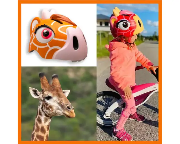 Casca bicicleta copii, model 3D, dimensiune reglabila 49-55 cm, 2-7 ani, Giraffe Maro