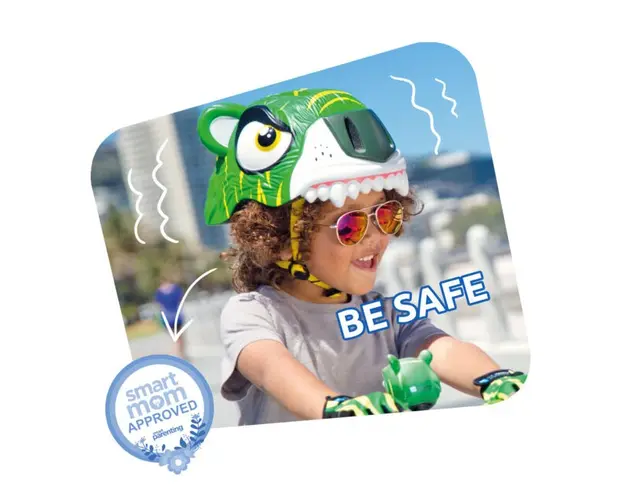 Casca bicicleta copii, model 3D, dimensiune reglabila 49-55 cm, 2-7 ani, Tiger Verde