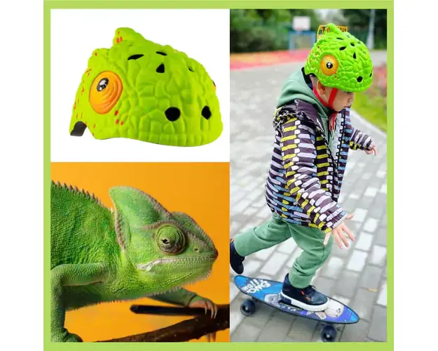 Casca bicicleta copii, dimensiune reglabila 49-55 cm, 2-7 ani, Chameleon Verde