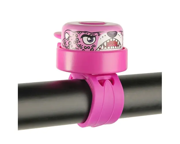 Claxon pentru bicicleta copii, prindere ghidon, Leopard Roz