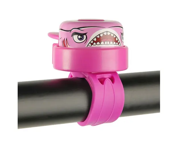 Claxon pentru bicicleta copii, prindere ghidon, Rechin Roz