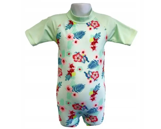 Costume de Baie Inot pentru bebelusi si copii, Protectie Soare UPF50+, Mint Floral, Marimea 00