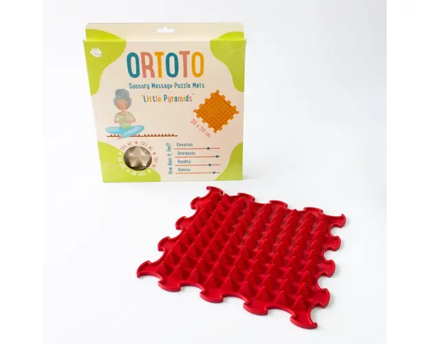 Covoras ortopedic pentru masaj, 1 piesa, model Little Pyramids,Rosu
