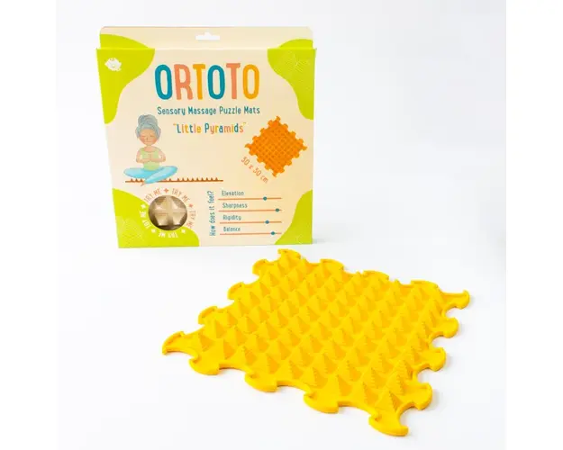 Covoras ortopedic pentru masaj, 1 piesa, model Little Pyramids,Galben