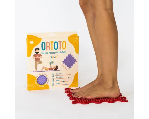 Covoras ortopedic pentru masaj, 1 piesa, textura rigida, model Spikes, Rosu