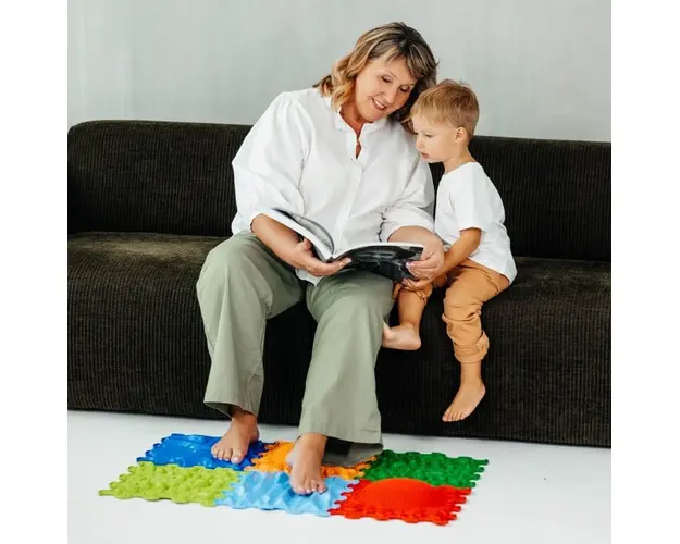 Covoras ortopedic, senzorial, set puzzle, 6 piese cu diferite texturi, Intensive Barefoot Path