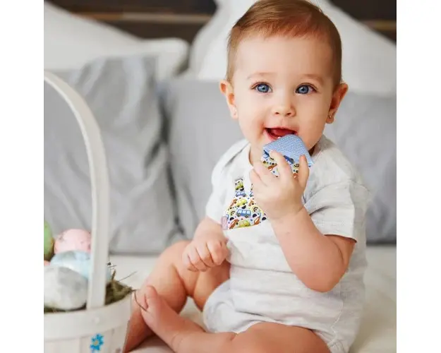 Cravata bebelusi cu accesoriu de dentitie BabyJem, Bleu