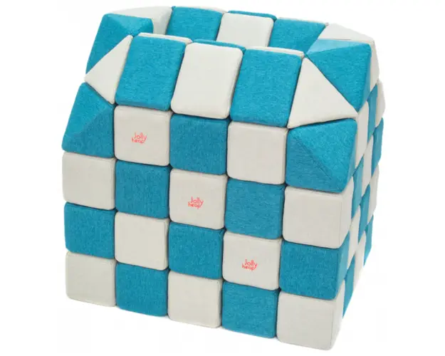 Cuburi CREATIVE Magnetice, JollyHeap, 100 cuburi, Alb Fildes-Bleu