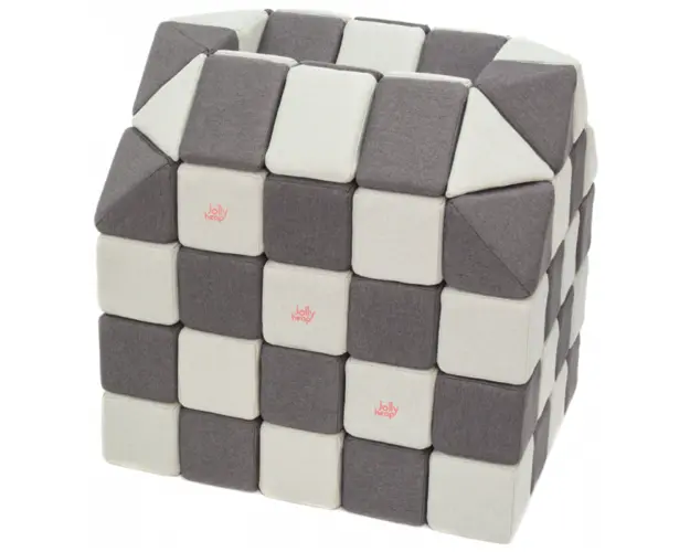 Cuburi CREATIVE Magnetice, JollyHeap, 100 cuburi, Alb Fildes-Gri Inchis