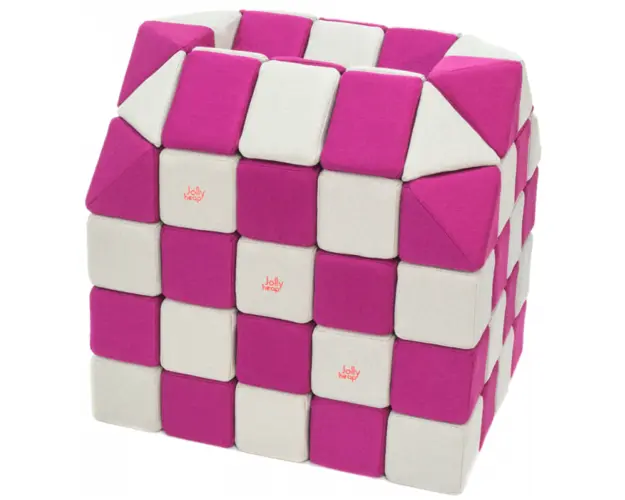 Cuburi CREATIVE Magnetice, JollyHeap, 100 cuburi, Alb Fildes-Roz