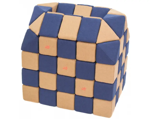 Cuburi CREATIVE Magnetice, JollyHeap, 100 cuburi, Bej-Albastru