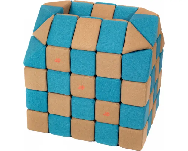 Cuburi CREATIVE Magnetice, JollyHeap, 100 cuburi, Bej-Bleu