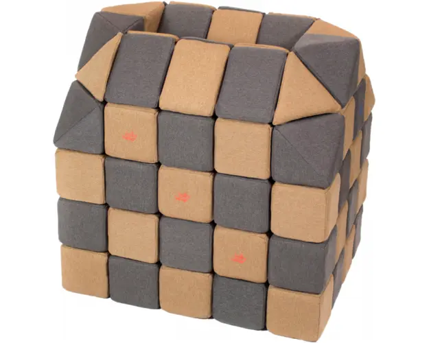 Cuburi CREATIVE Magnetice, JollyHeap, 100 cuburi, Bej-Gri Inchis