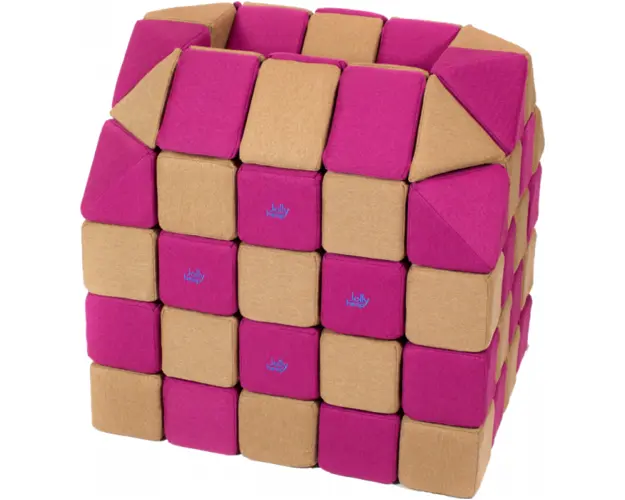 Cuburi CREATIVE Magnetice, JollyHeap, 100 cuburi, Bej-Roz