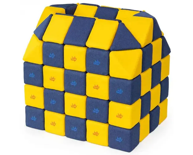 Cuburi CREATIVE Magnetice, JollyHeap, 100 cuburi, Galben-Albastru