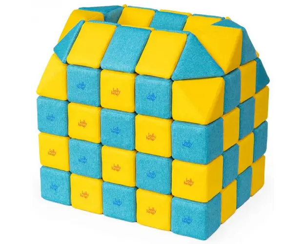 Cuburi CREATIVE Magnetice, JollyHeap, 100 cuburi, Galben-Bleu