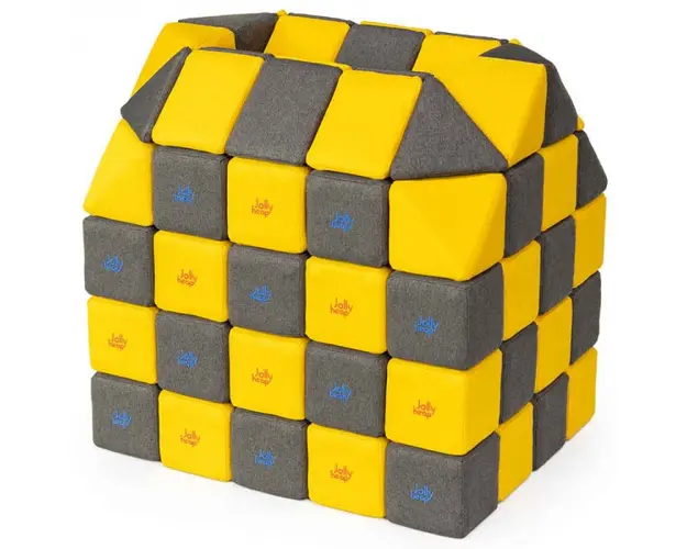 Cuburi CREATIVE Magnetice, JollyHeap, 100 cuburi, Galben-Gri Inchis