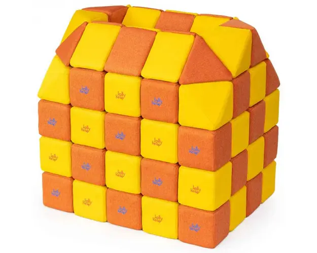 Cuburi CREATIVE Magnetice, JollyHeap, 100 cuburi, Galben-Portocaliu