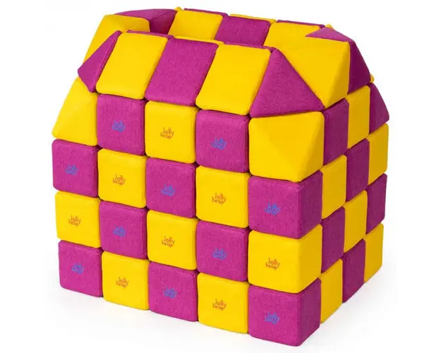 Cuburi CREATIVE Magnetice, JollyHeap, 100 cuburi, Galben-Roz