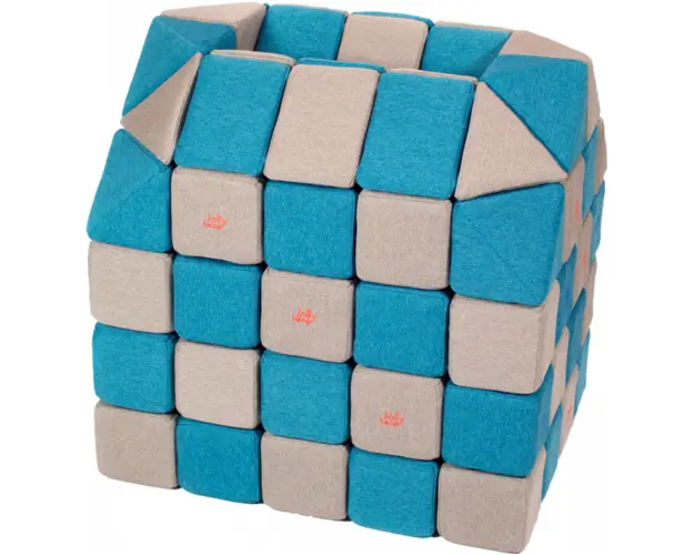 Cuburi CREATIVE Magnetice, JollyHeap, 100 cuburi, Gri-Bleu