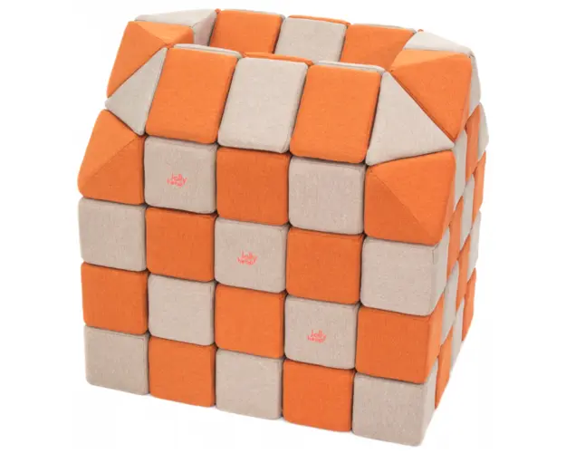 Cuburi CREATIVE Magnetice, JollyHeap, 100 cuburi, Gri-Portocaliu