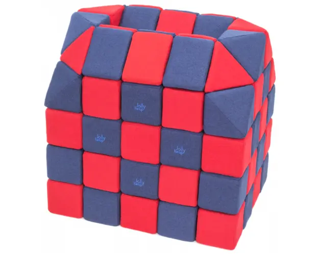 Cuburi CREATIVE Magnetice, JollyHeap, 100 cuburi, Rosu-Albastru